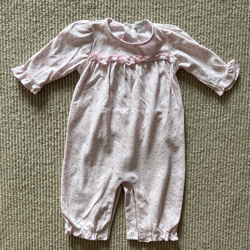 Kissy Kissy Light Pink Baby Footie with hearts 0-3